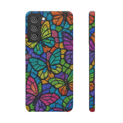 Psychedelic Butterfly Mosaic Phone Case, Trippy Hippie Butterflies,  Rainbow Stained-Glass Art Cover | Boho Festival Aesthetic Case