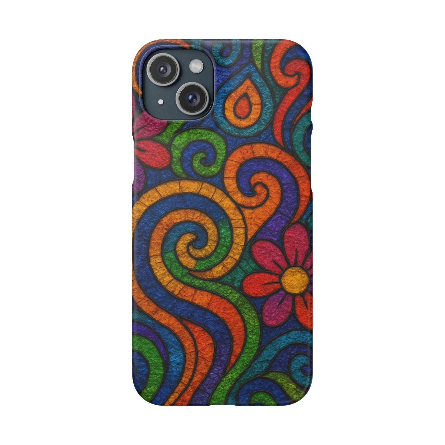 Psychedelic Hippie Phone Case, Boho Rainbow Retro 70s Groovy Art Cover