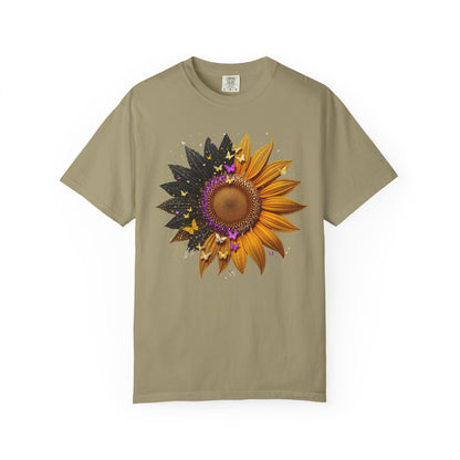 Sunflower Unisex Garment-Dyed T-shirt, Yellow Flower Tee, Floral Shirt, Botanical Top, Nature Lover Gift
