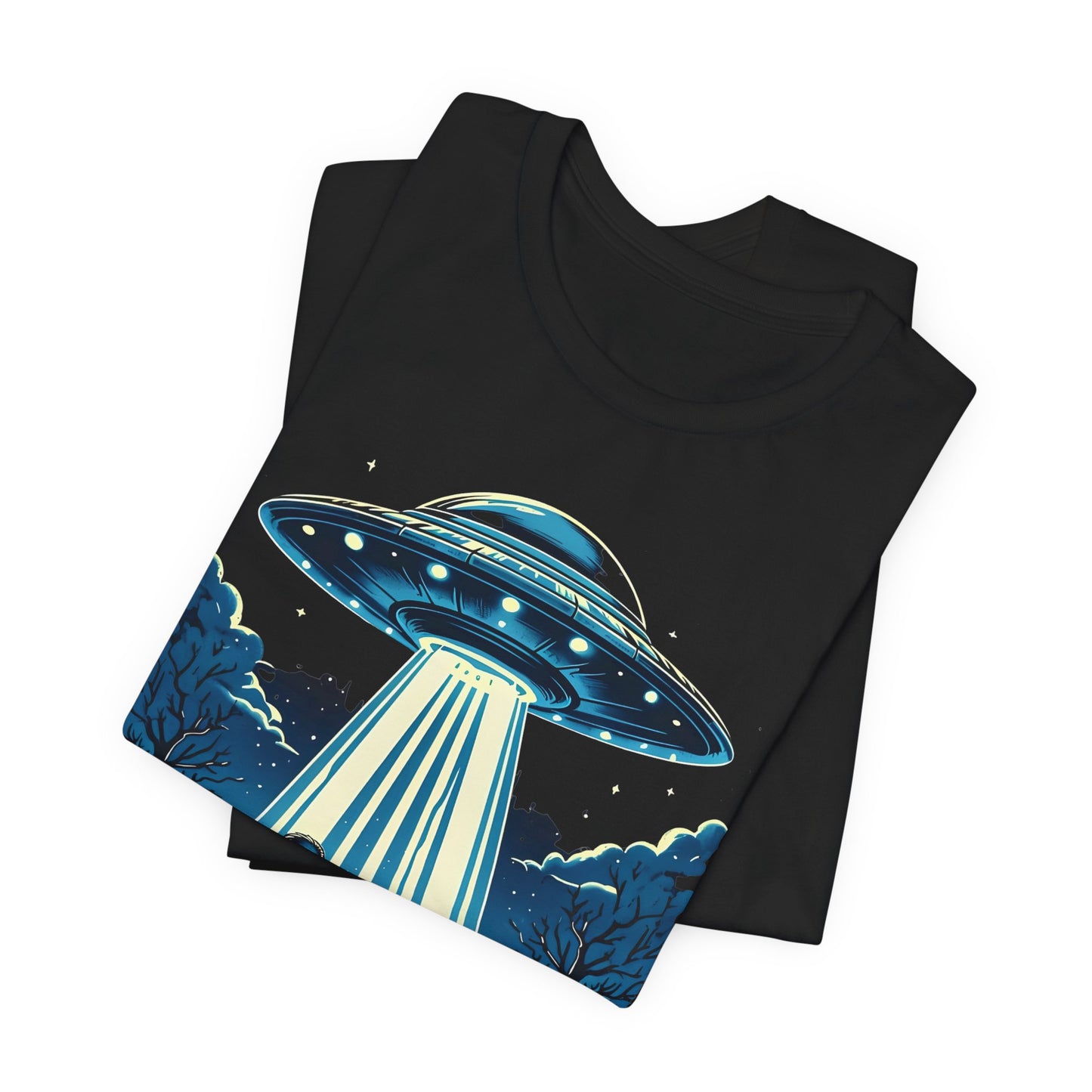 Alien Spaceship and Bigfoot Ugly Christmas Sweater Tee