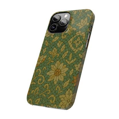 Slim Phone Cases Desert Bloom Boho Mosaic iPhone Case | Handcrafted Ceramic Tile Look | Warm Terracotta & Rose