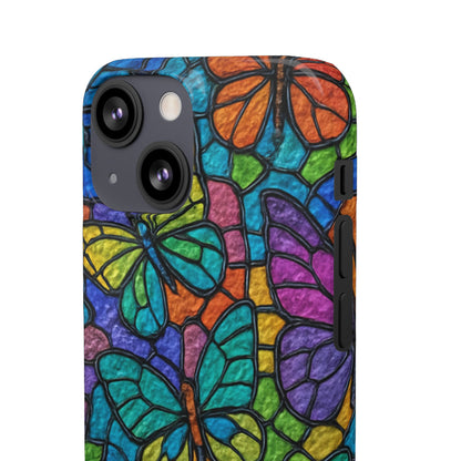 Psychedelic Butterfly Mosaic Phone Case, Trippy Hippie Butterflies,  Rainbow Stained-Glass Art Cover | Boho Festival Aesthetic Case