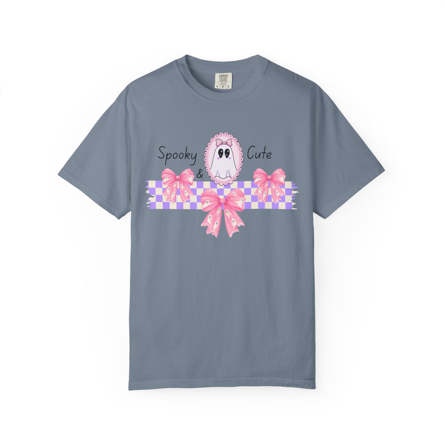 Ghostly Pink Unisex T-shirt, Spooky and Cute Halloween Shirt, Coquet Ghost Design Tee, Garment-Dyed Shirt