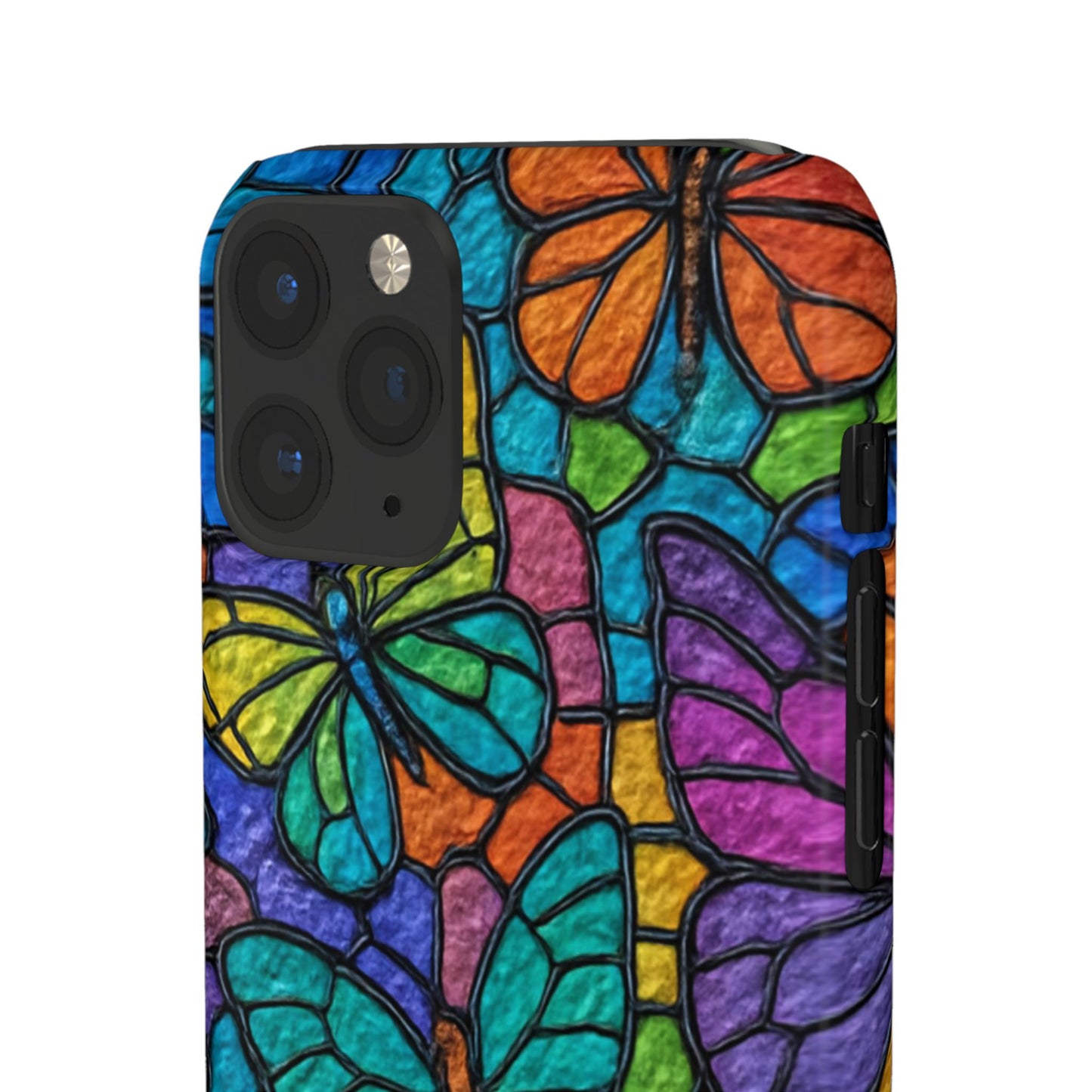 Psychedelic Butterfly Mosaic Phone Case, Trippy Hippie Butterflies,  Rainbow Stained-Glass Art Cover | Boho Festival Aesthetic Case