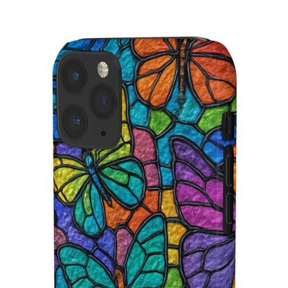 Psychedelic Butterfly Mosaic Phone Case, Trippy Hippie Butterflies,  Rainbow Stained-Glass Art Cover | Boho Festival Aesthetic Case