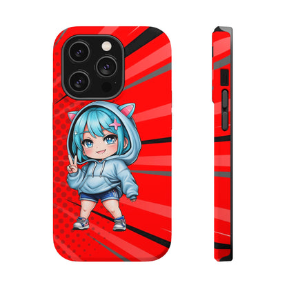 Phone Cases, Cute Chibi Girl in Cat Hoodie, Kawaii Anime Design, Protective Cover, Gift for Anime Fans, Cute Phone Accessories, Cat Lover