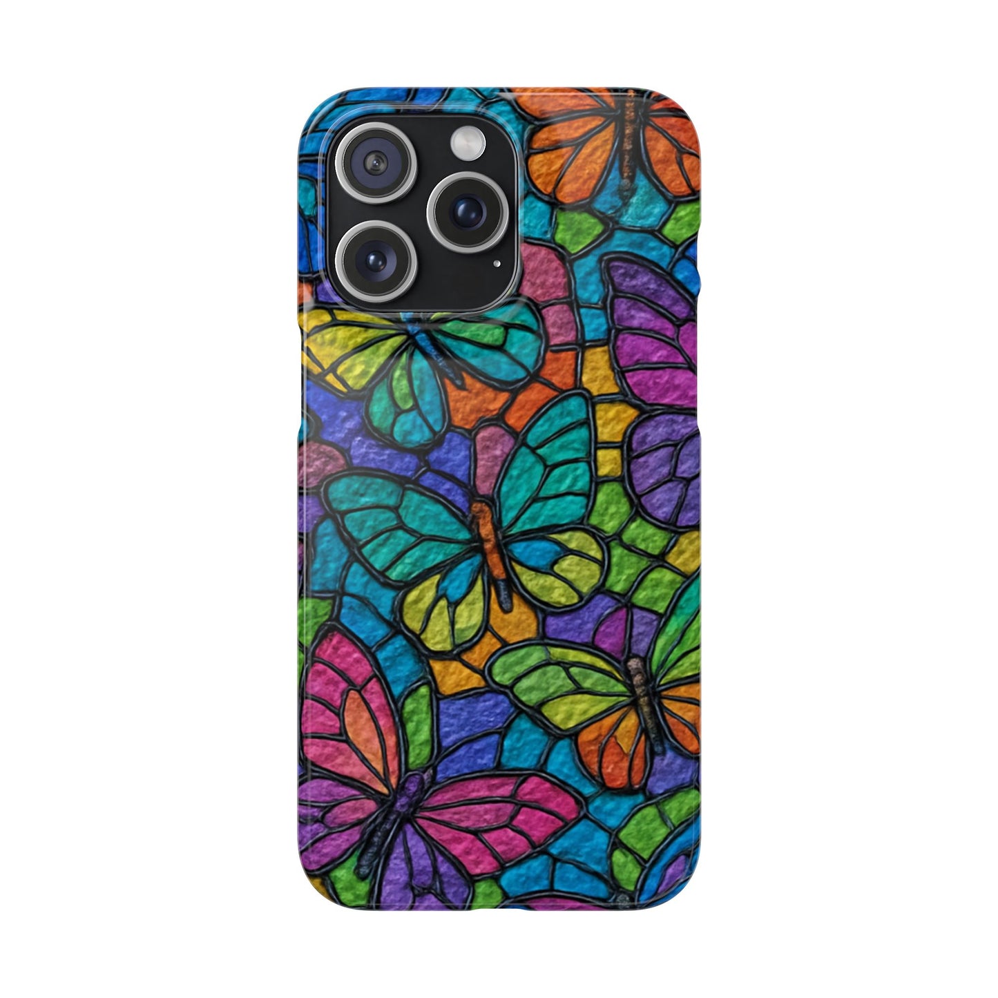 Psychedelic Butterfly Mosaic Phone Case, Trippy Hippie Butterflies,  Rainbow Stained-Glass Art Cover | Boho Festival Aesthetic Case