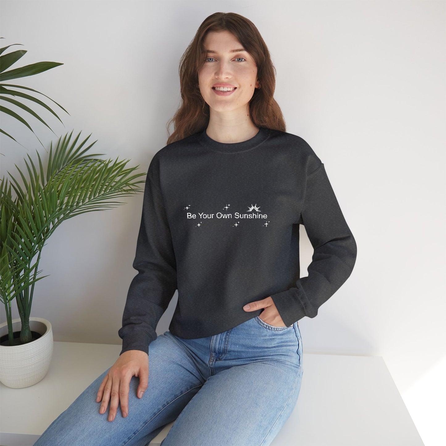 Embroided Crewneck Sweatshirt - Be Your Own Sunshine