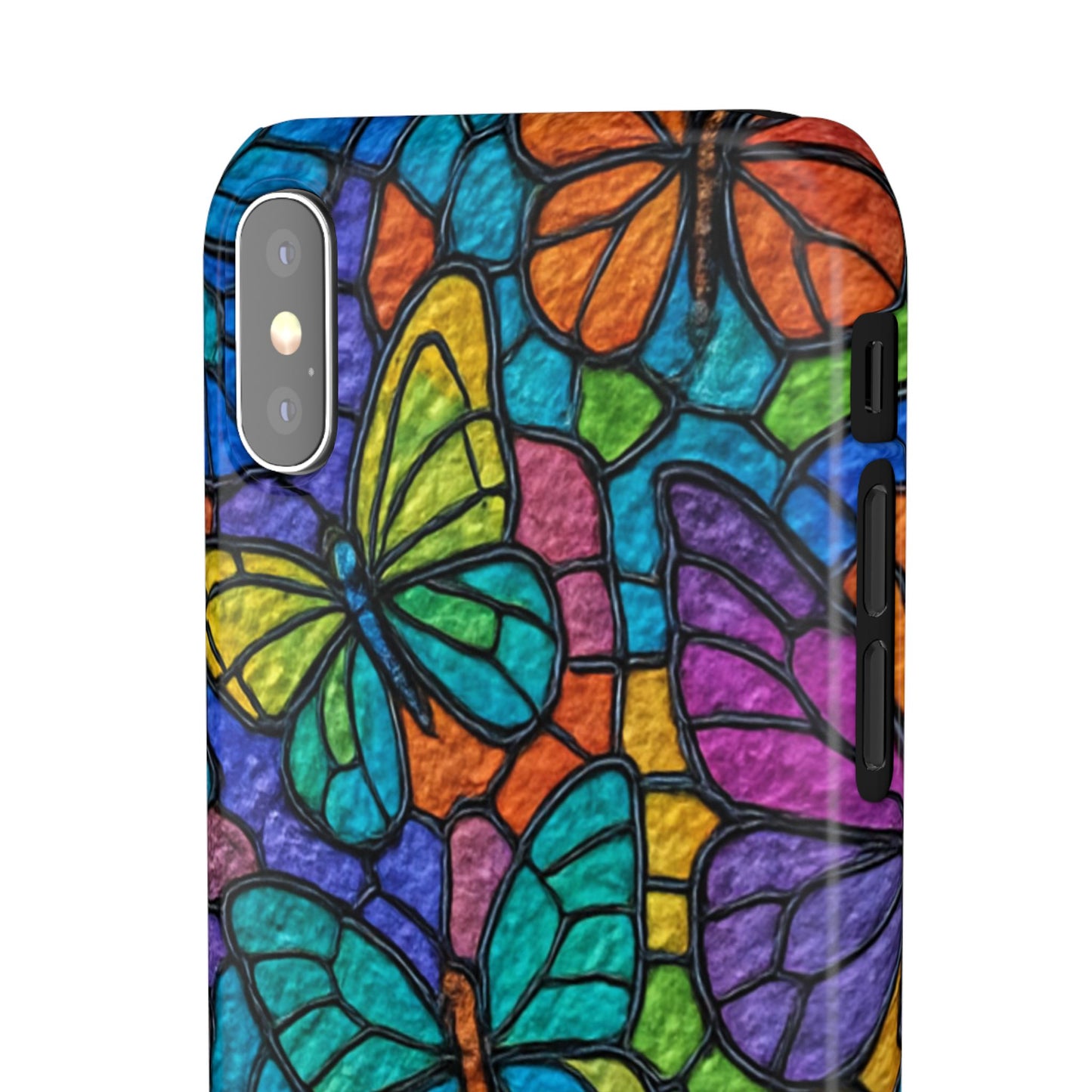 Psychedelic Butterfly Mosaic Phone Case, Trippy Hippie Butterflies,  Rainbow Stained-Glass Art Cover | Boho Festival Aesthetic Case
