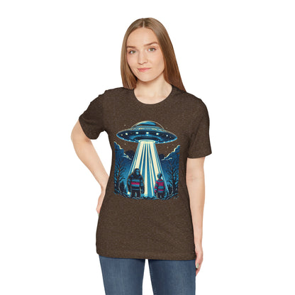 Alien Spaceship and Bigfoot Ugly Christmas Sweater Tee
