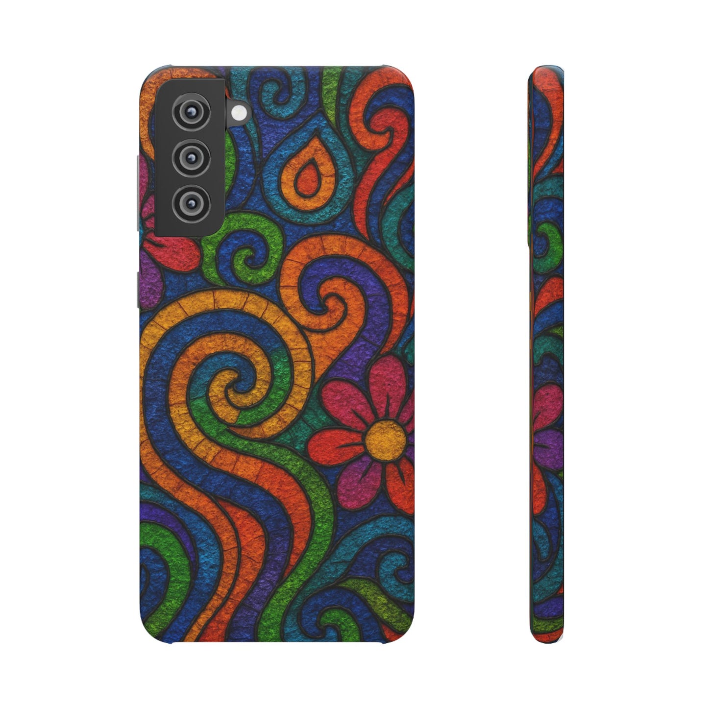 Psychedelic Hippie Phone Case, Boho Rainbow Retro 70s Groovy Art Cover