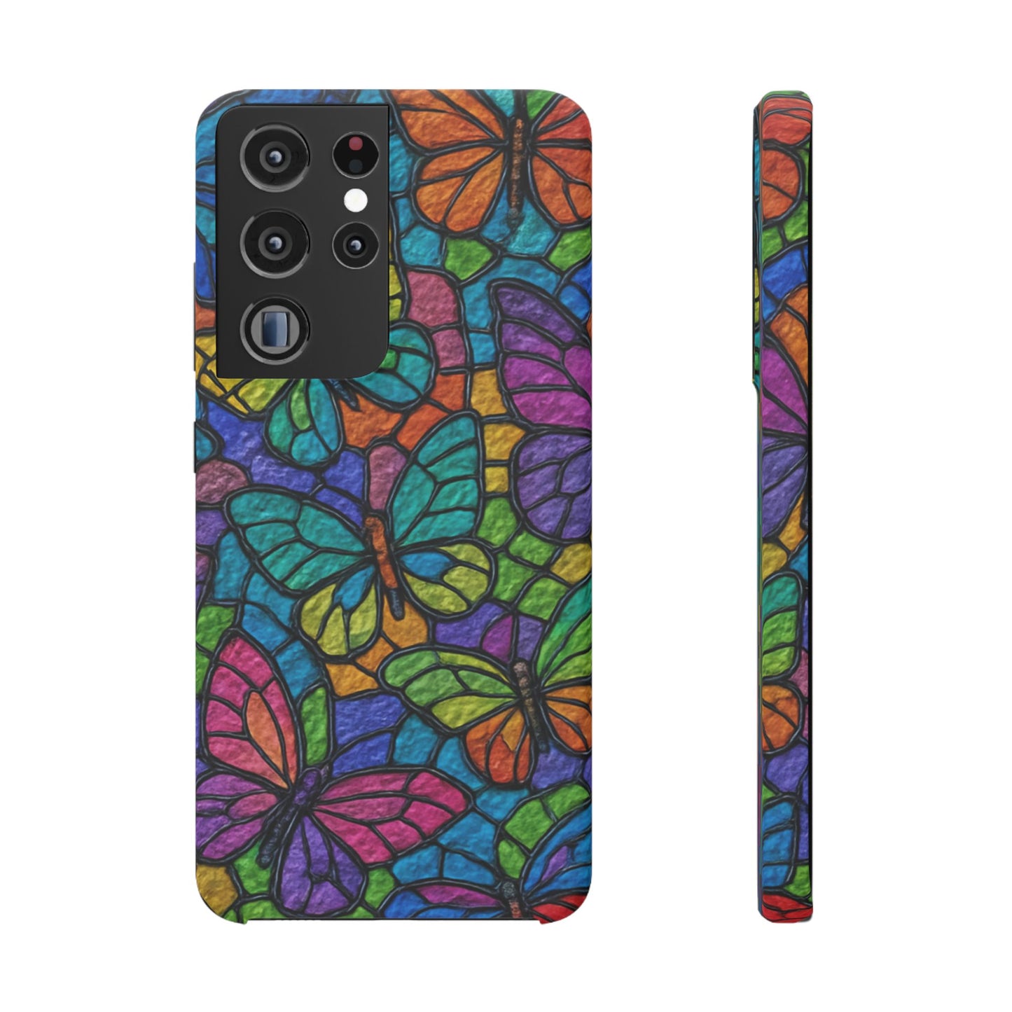 Psychedelic Butterfly Mosaic Phone Case, Trippy Hippie Butterflies,  Rainbow Stained-Glass Art Cover | Boho Festival Aesthetic Case