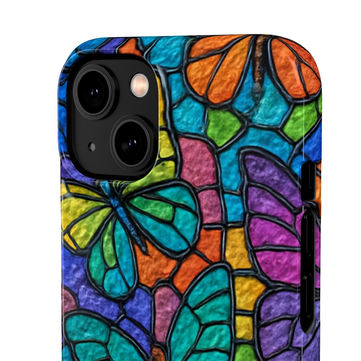 Psychedelic Butterfly Mosaic Phone Case, Trippy Hippie Butterflies,  Rainbow Stained-Glass Art Cover | Boho Festival Aesthetic Case