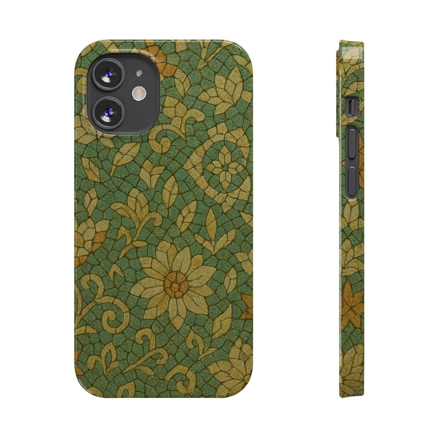 Slim Phone Cases Desert Bloom Boho Mosaic iPhone Case | Handcrafted Ceramic Tile Look | Warm Terracotta & Rose