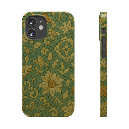 Slim Phone Cases Desert Bloom Boho Mosaic iPhone Case | Handcrafted Ceramic Tile Look | Warm Terracotta & Rose