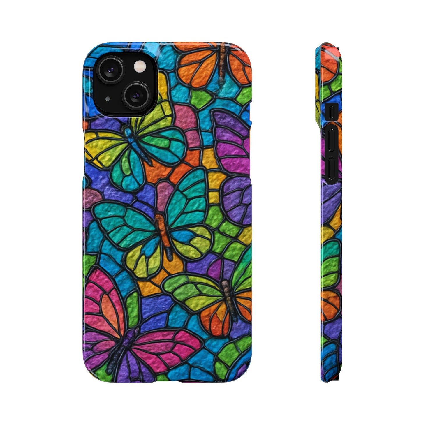 Psychedelic Butterfly Mosaic Phone Case, Trippy Hippie Butterflies,  Rainbow Stained-Glass Art Cover | Boho Festival Aesthetic Case