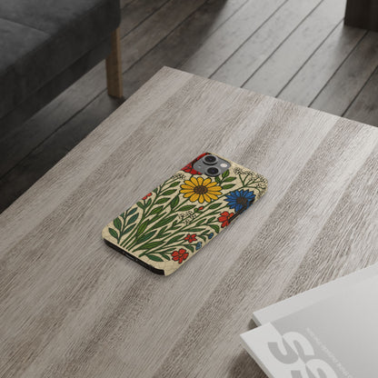 Slim Phone Cases Wildflower Mosaic Floral Art | Colorful Stained Glass Flowers | Boho Botanical