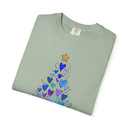 Cute Christmas Tree Heart Unisex T-shirt, Holiday Shirt, Festive Tee, Christmas Gift, Xmas Clothing