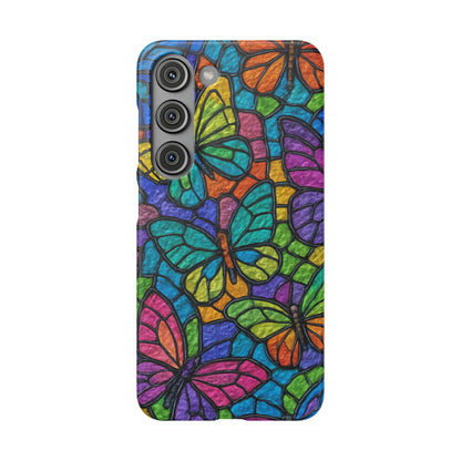 Psychedelic Butterfly Mosaic Phone Case, Trippy Hippie Butterflies,  Rainbow Stained-Glass Art Cover | Boho Festival Aesthetic Case