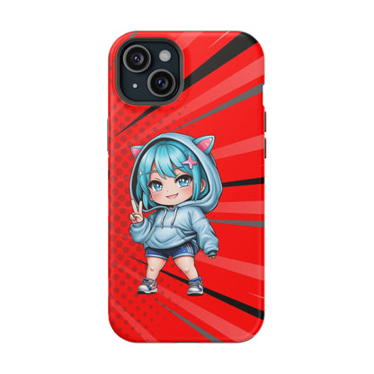 Phone Cases, Cute Chibi Girl in Cat Hoodie, Kawaii Anime Design, Protective Cover, Gift for Anime Fans, Cute Phone Accessories, Cat Lover