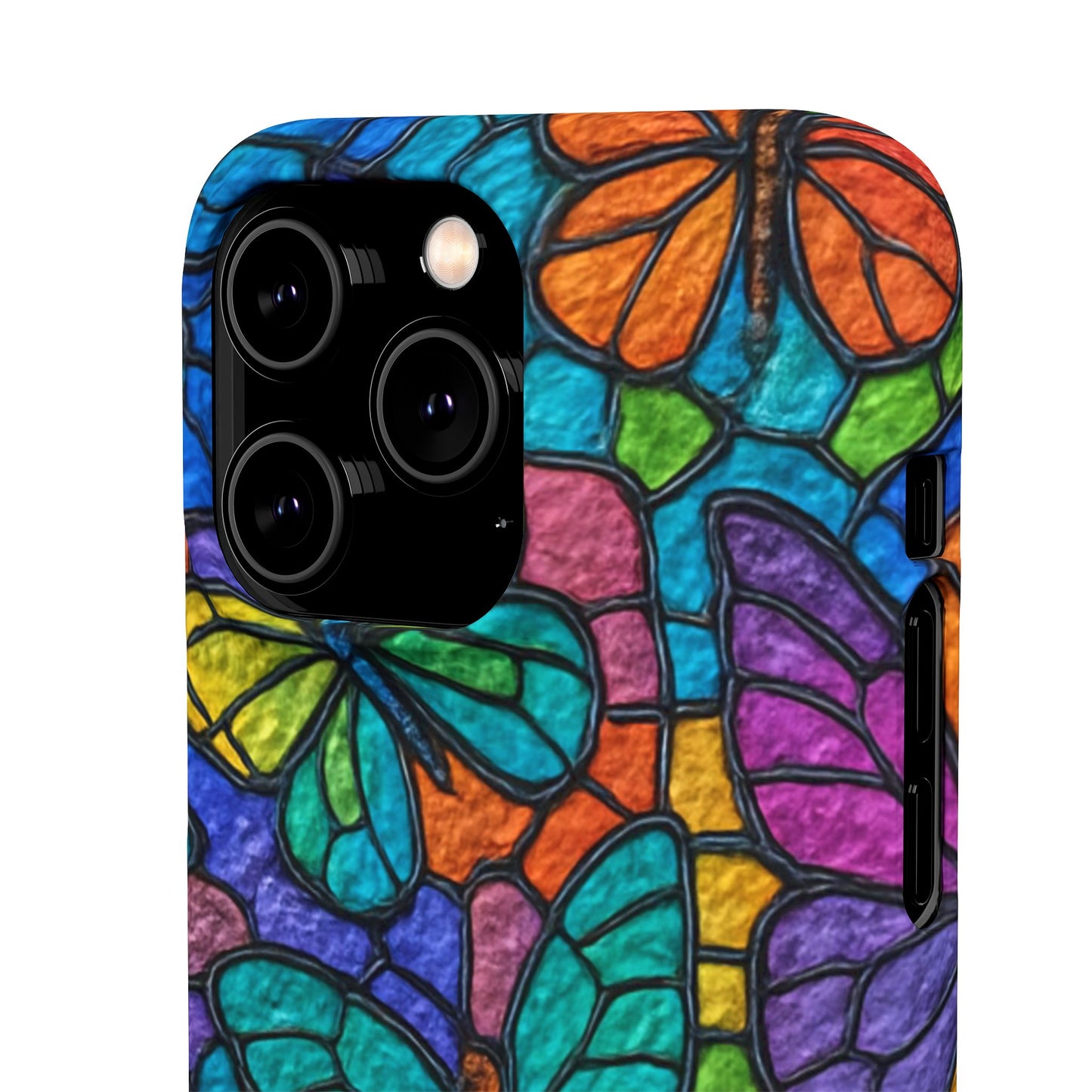 Psychedelic Butterfly Mosaic Phone Case, Trippy Hippie Butterflies,  Rainbow Stained-Glass Art Cover | Boho Festival Aesthetic Case