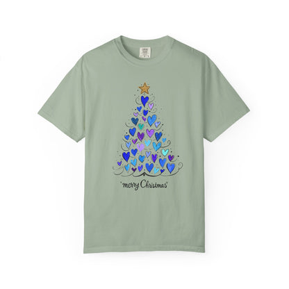 Cute Christmas Tree Heart Unisex T-shirt, Holiday Shirt, Festive Tee, Christmas Gift, Xmas Clothing