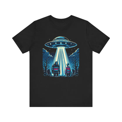 Alien Spaceship and Bigfoot Ugly Christmas Sweater Tee