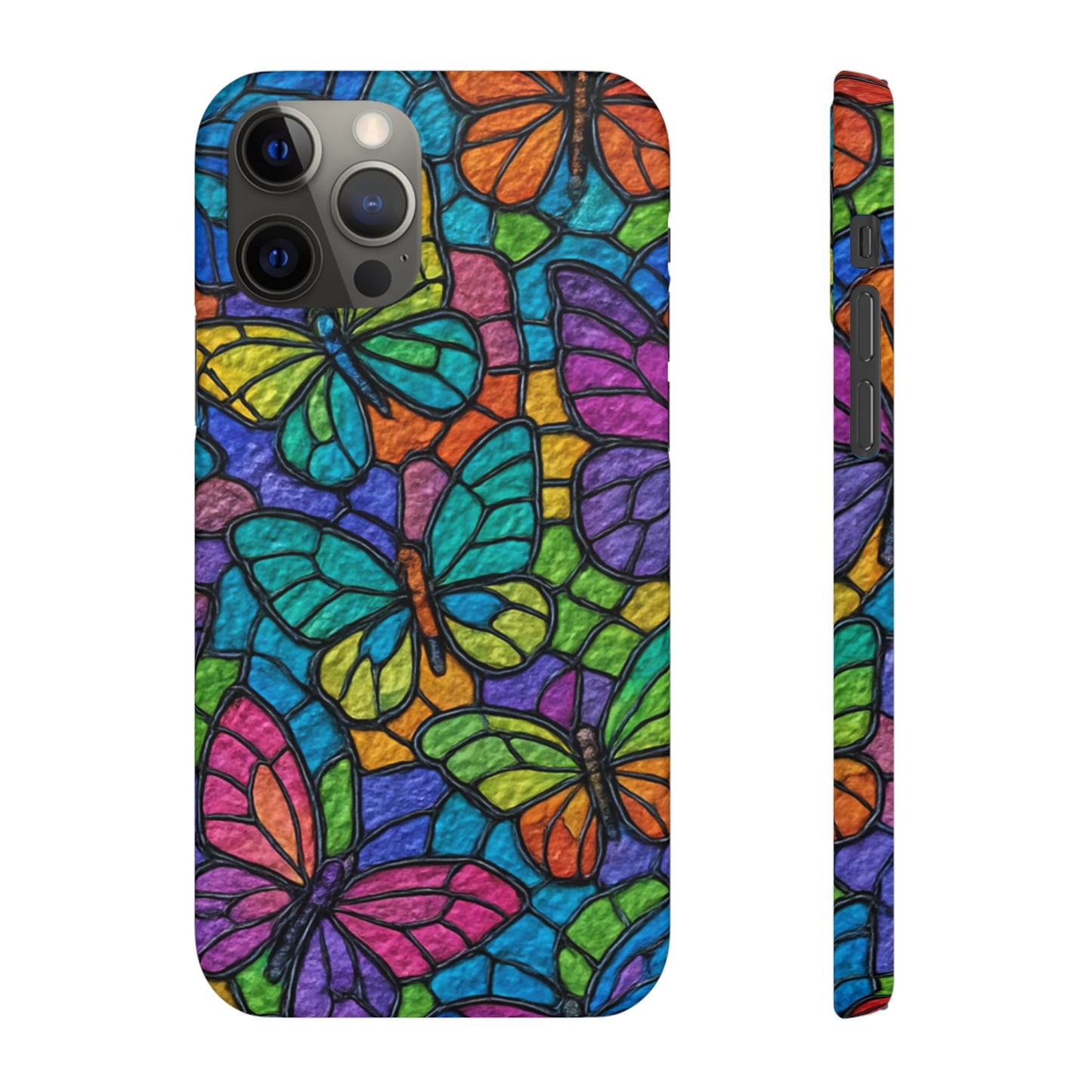 Psychedelic Butterfly Mosaic Phone Case, Trippy Hippie Butterflies,  Rainbow Stained-Glass Art Cover | Boho Festival Aesthetic Case