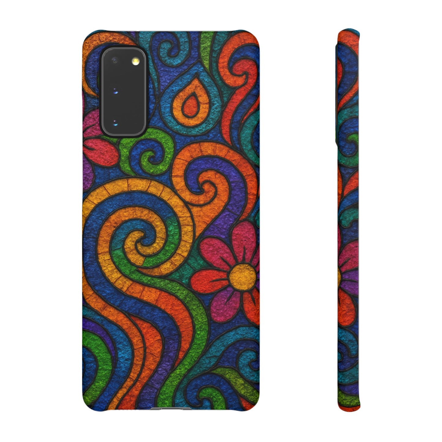 Psychedelic Hippie Phone Case, Boho Rainbow Retro 70s Groovy Art Cover