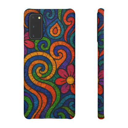 Psychedelic Hippie Phone Case, Boho Rainbow Retro 70s Groovy Art Cover
