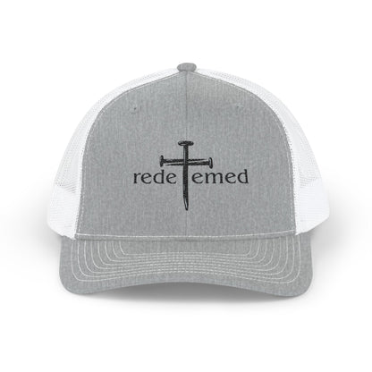 Snapback Cap with Embroidered Redeemed and Cross Design