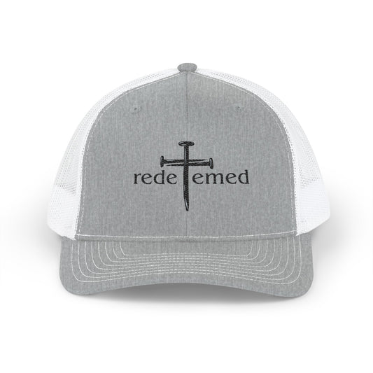 Snapback Cap with Embroidered Redeemed and Cross Design