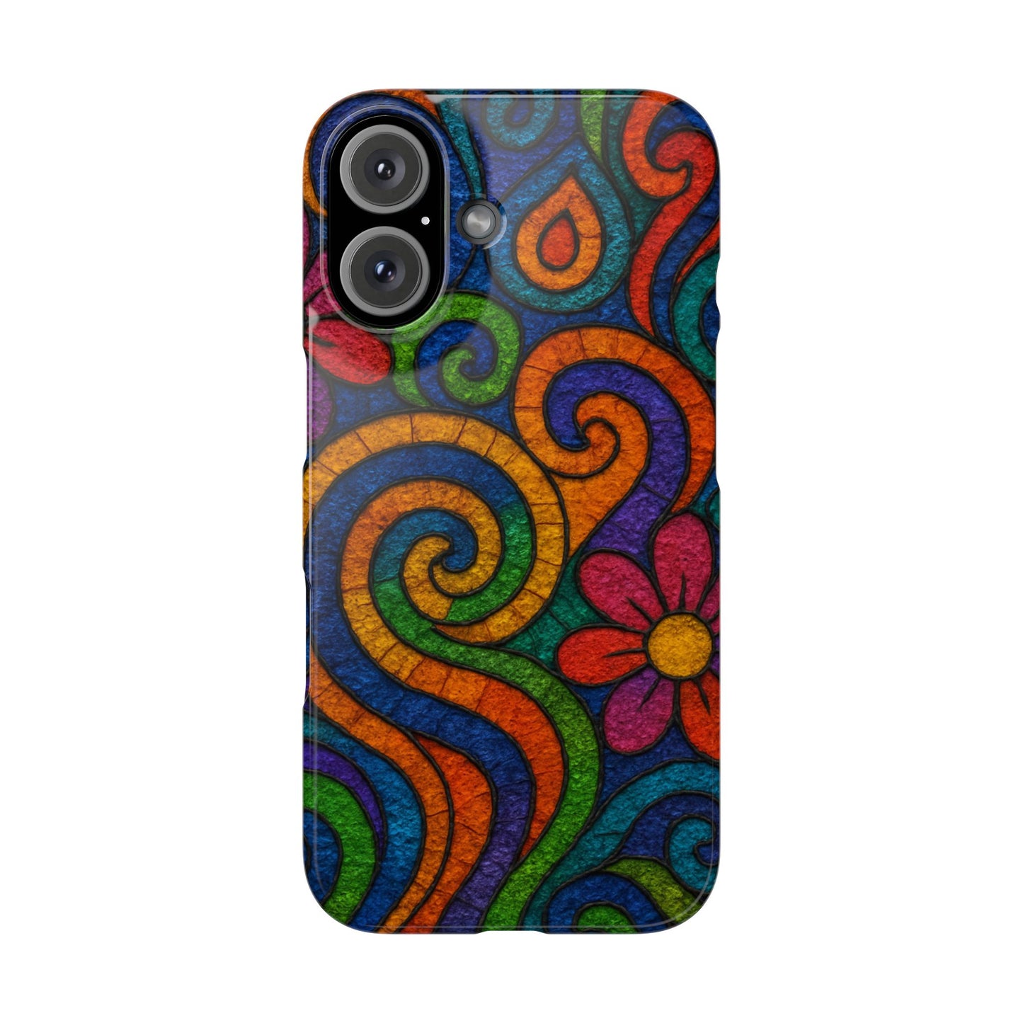 Psychedelic Hippie Phone Case, Boho Rainbow Retro 70s Groovy Art Cover