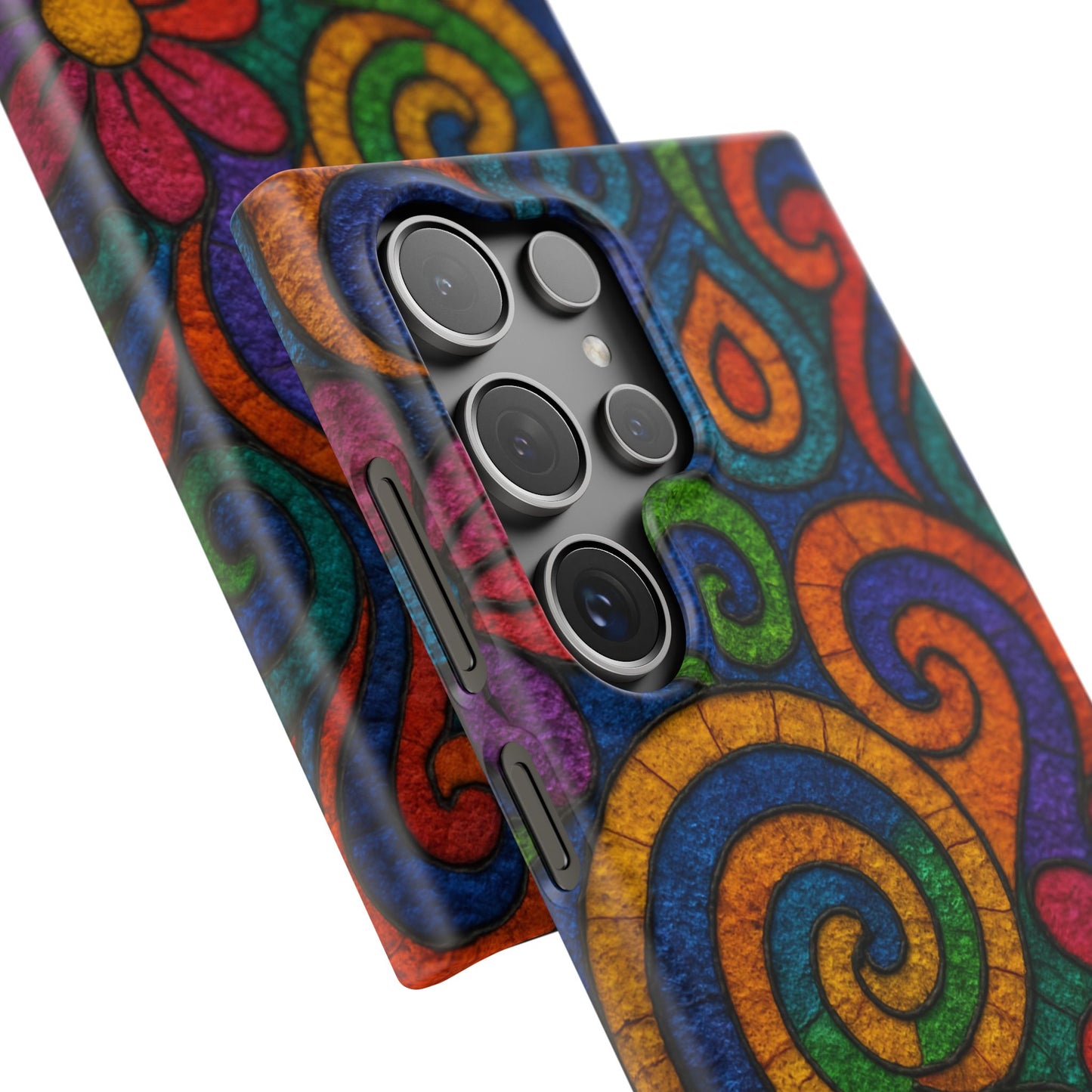 Psychedelic Hippie Phone Case, Boho Rainbow Retro 70s Groovy Art Cover