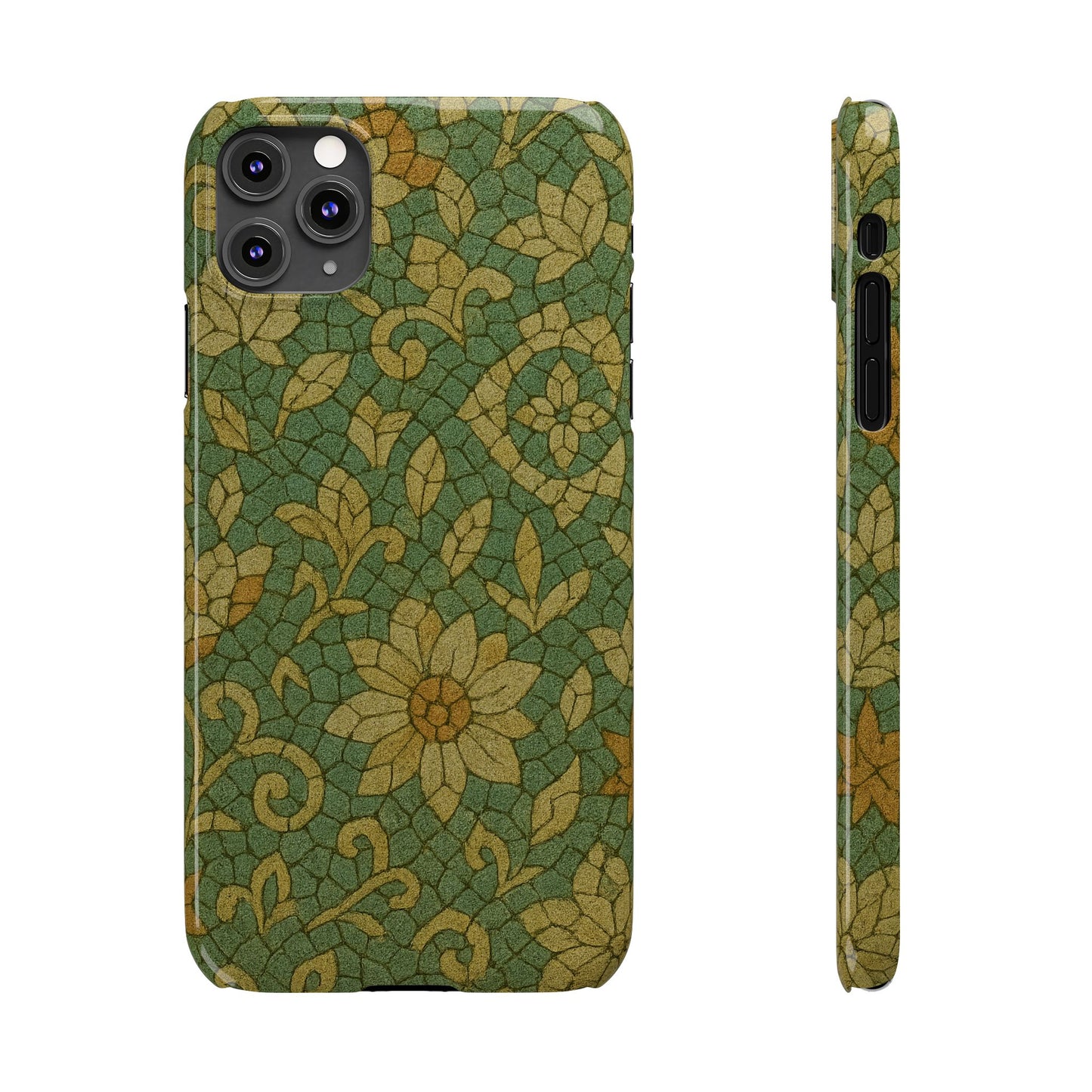 Slim Phone Cases Desert Bloom Boho Mosaic iPhone Case | Handcrafted Ceramic Tile Look | Warm Terracotta & Rose