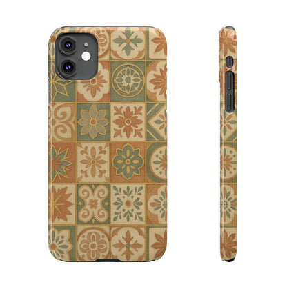 1Slim Phone Cases Boho Dreams Mosaic iPhone MagSafe Case | Vintage Tile Aesthetic | Terracotta, Teal & Gold Ceramic Design