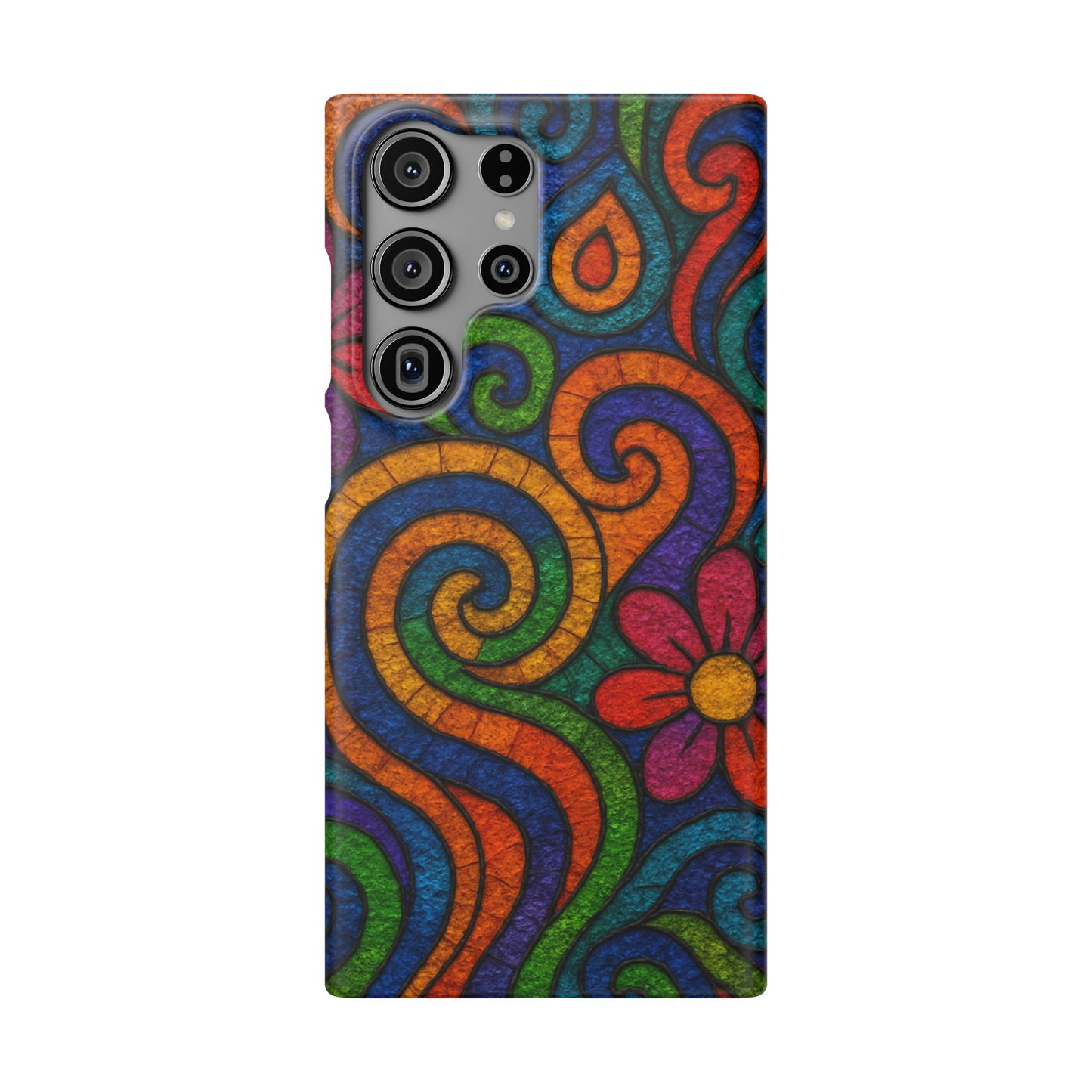 Psychedelic Hippie Phone Case, Boho Rainbow Retro 70s Groovy Art Cover