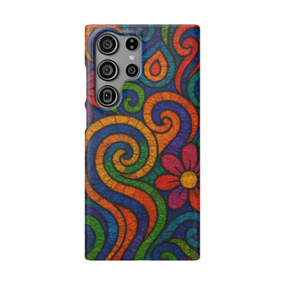 Psychedelic Hippie Phone Case, Boho Rainbow Retro 70s Groovy Art Cover