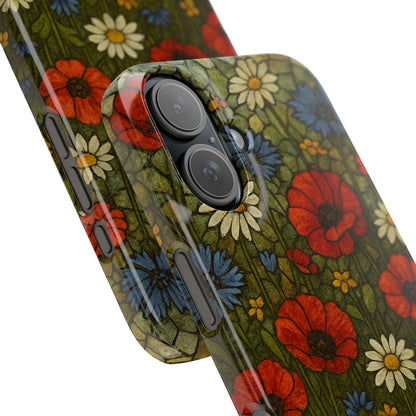 Slim Phone Cases  Wildflower Mosaic Floral Art | Colorful Stained Glass Flowers | Boho Botanical