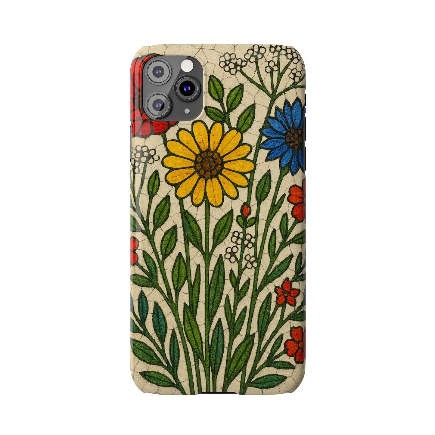 Slim Phone Cases Wildflower Mosaic Floral Art | Colorful Stained Glass Flowers | Boho Botanical