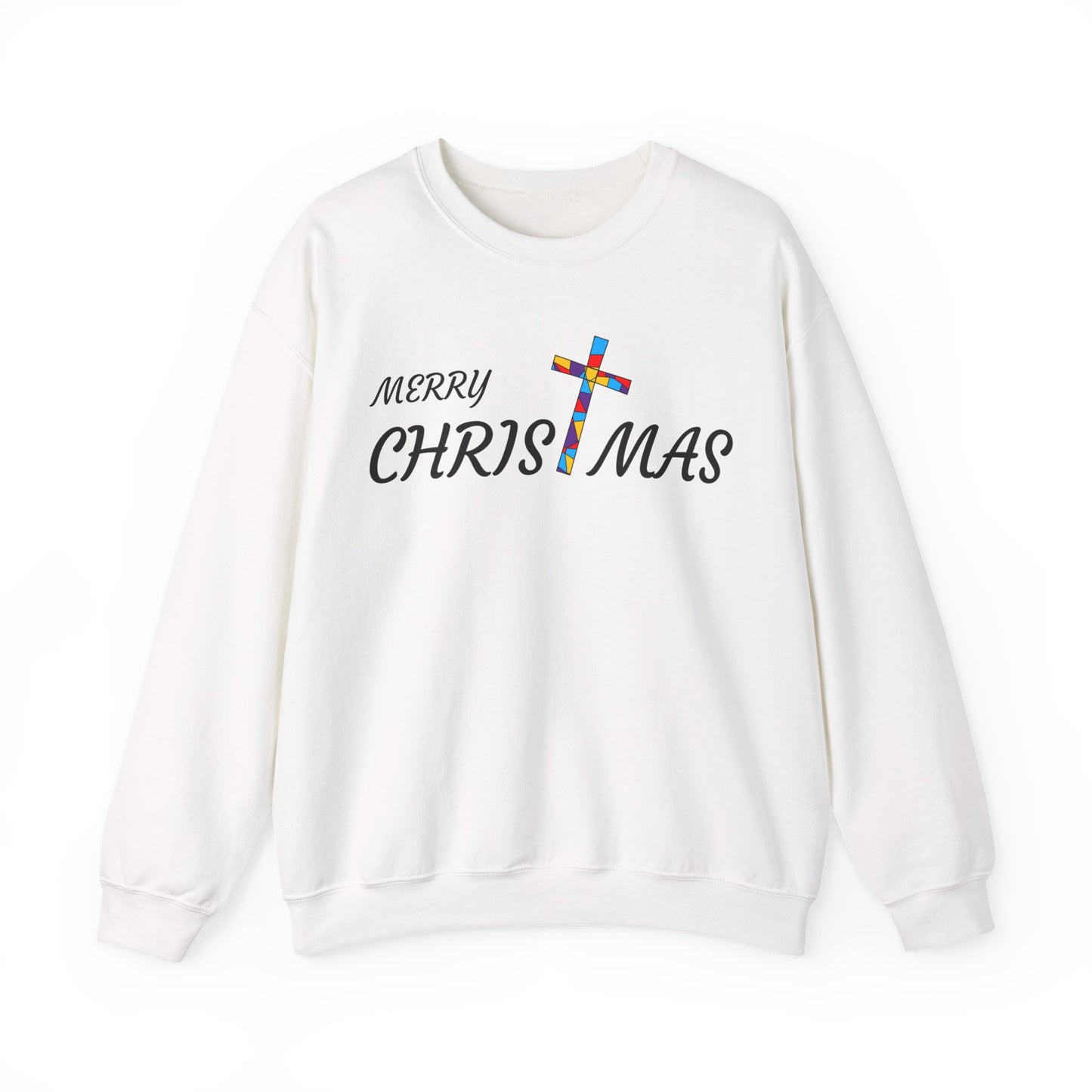 Merry Christmas Unisex Sweatshirt, Religious Holiday Crewneck Jumper, Cross Design Pullover, Merry Christmas Apparel, Christmas Gift