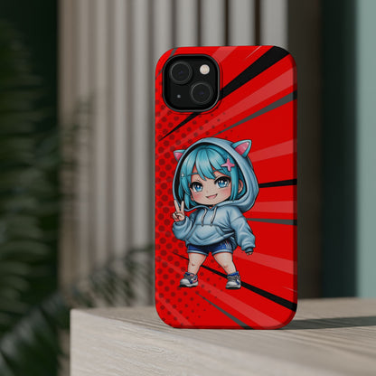 Phone Cases, Cute Chibi Girl in Cat Hoodie, Kawaii Anime Design, Protective Cover, Gift for Anime Fans, Cute Phone Accessories, Cat Lover