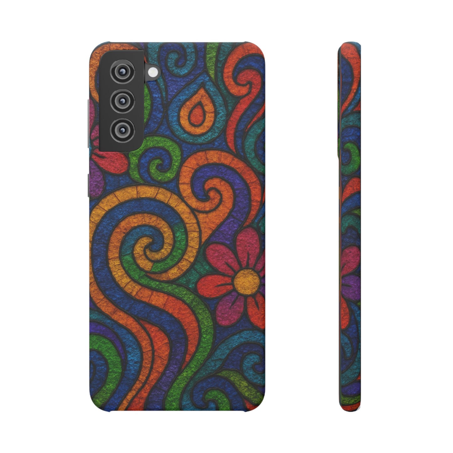 Psychedelic Hippie Phone Case, Boho Rainbow Retro 70s Groovy Art Cover