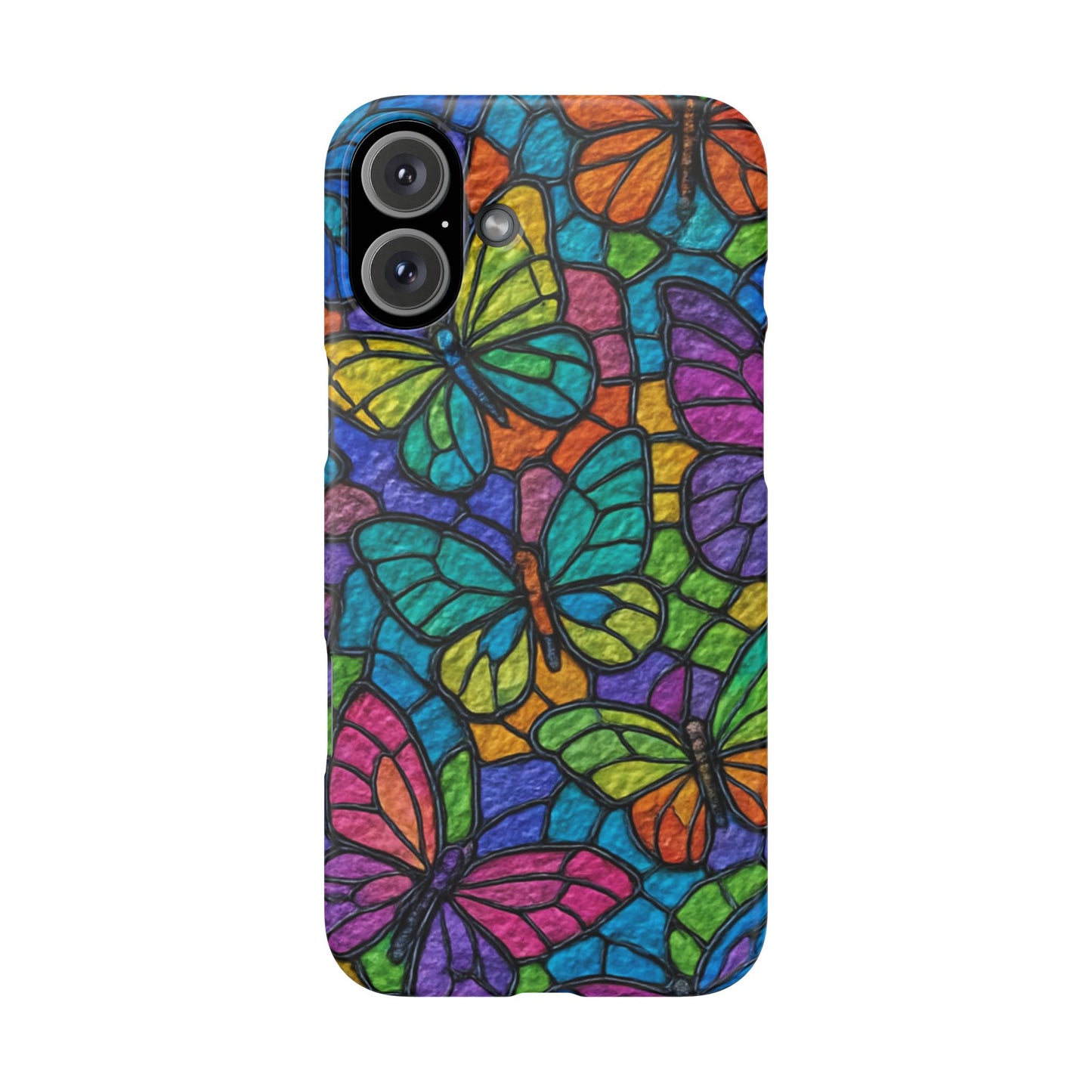 Psychedelic Butterfly Mosaic Phone Case, Trippy Hippie Butterflies,  Rainbow Stained-Glass Art Cover | Boho Festival Aesthetic Case
