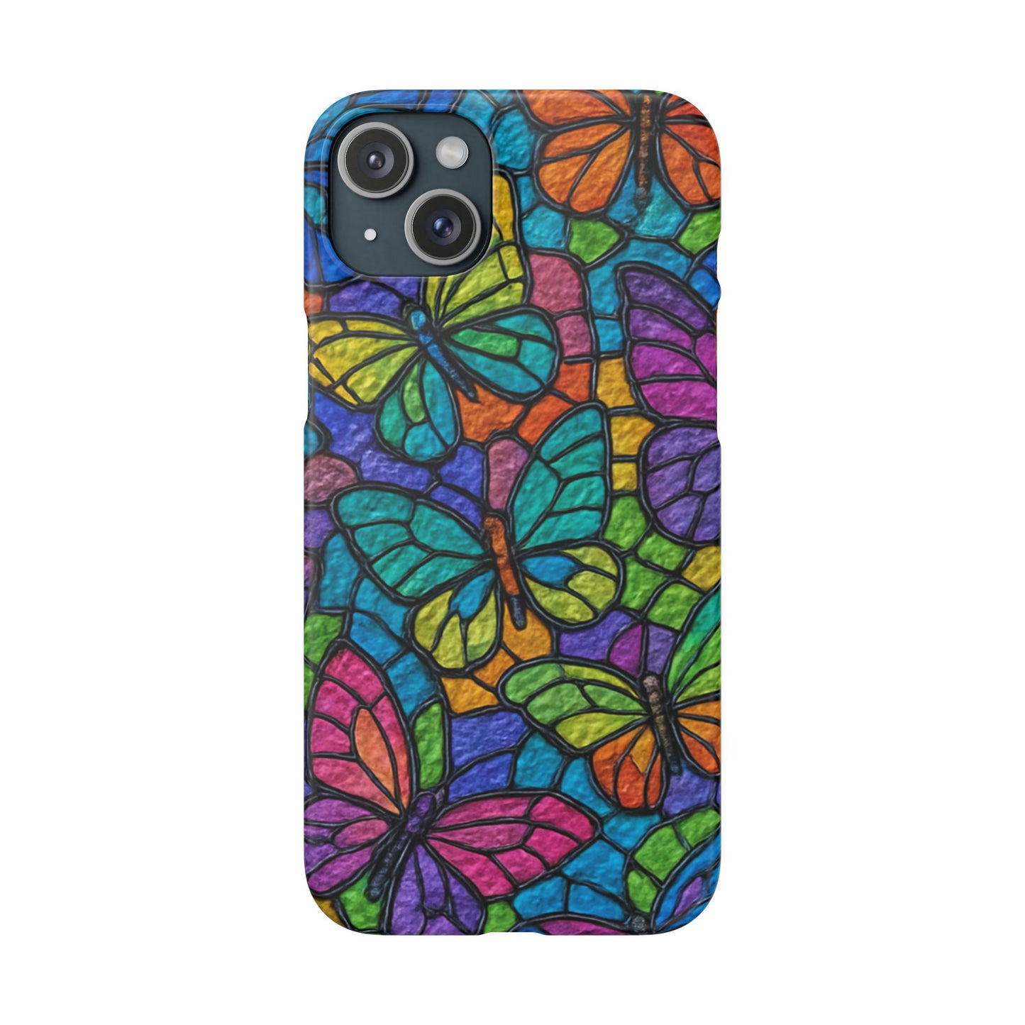 Psychedelic Butterfly Mosaic Phone Case, Trippy Hippie Butterflies,  Rainbow Stained-Glass Art Cover | Boho Festival Aesthetic Case