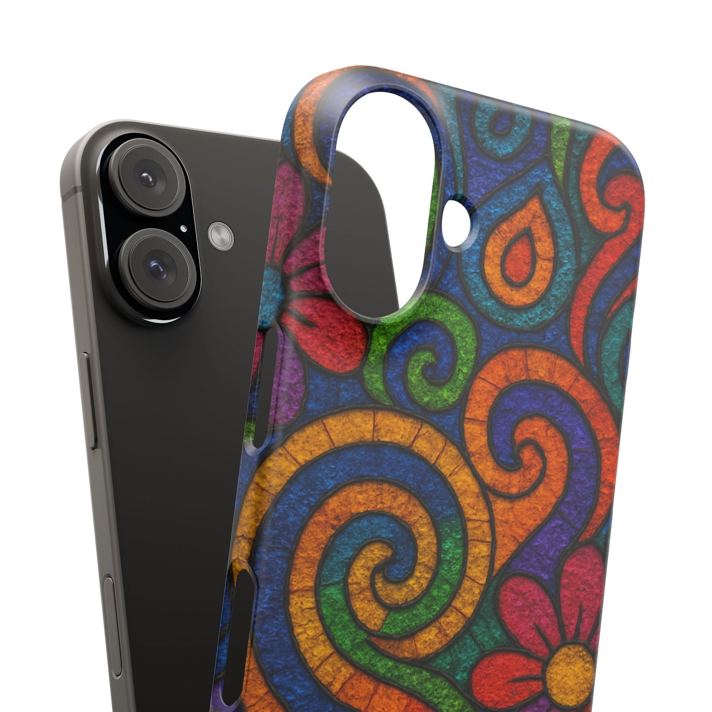 Psychedelic Hippie Phone Case, Boho Rainbow Retro 70s Groovy Art Cover