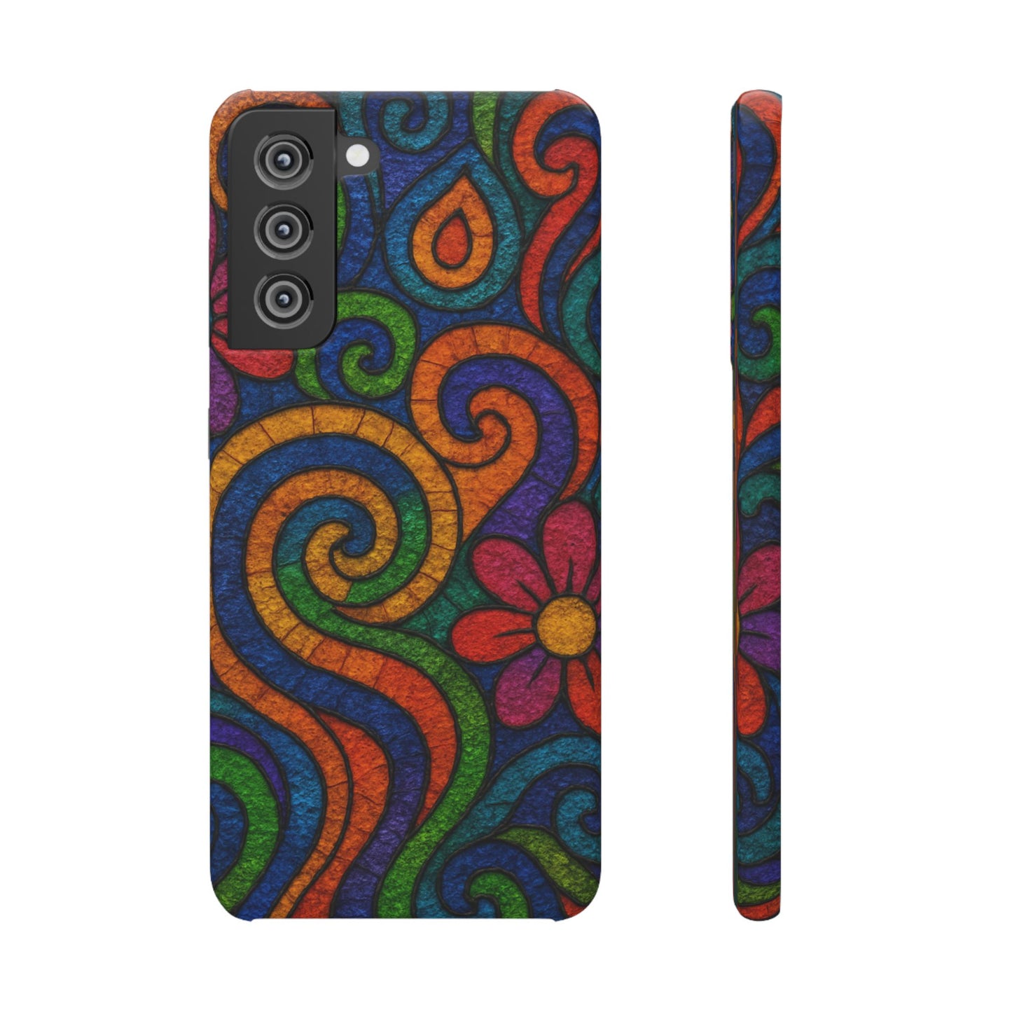 Psychedelic Hippie Phone Case, Boho Rainbow Retro 70s Groovy Art Cover
