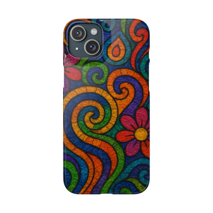 Psychedelic Hippie Phone Case, Boho Rainbow Retro 70s Groovy Art Cover