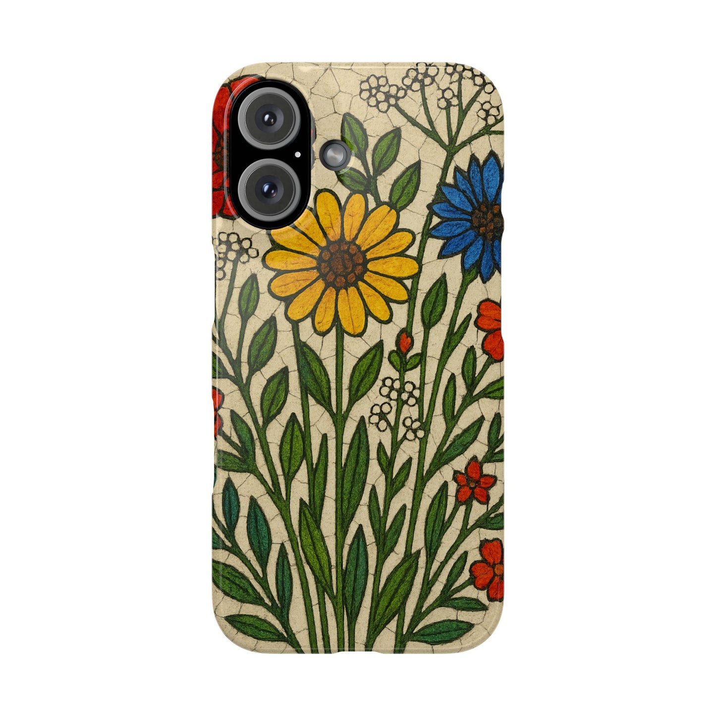 Slim Phone Cases Wildflower Mosaic Floral Art | Colorful Stained Glass Flowers | Boho Botanical