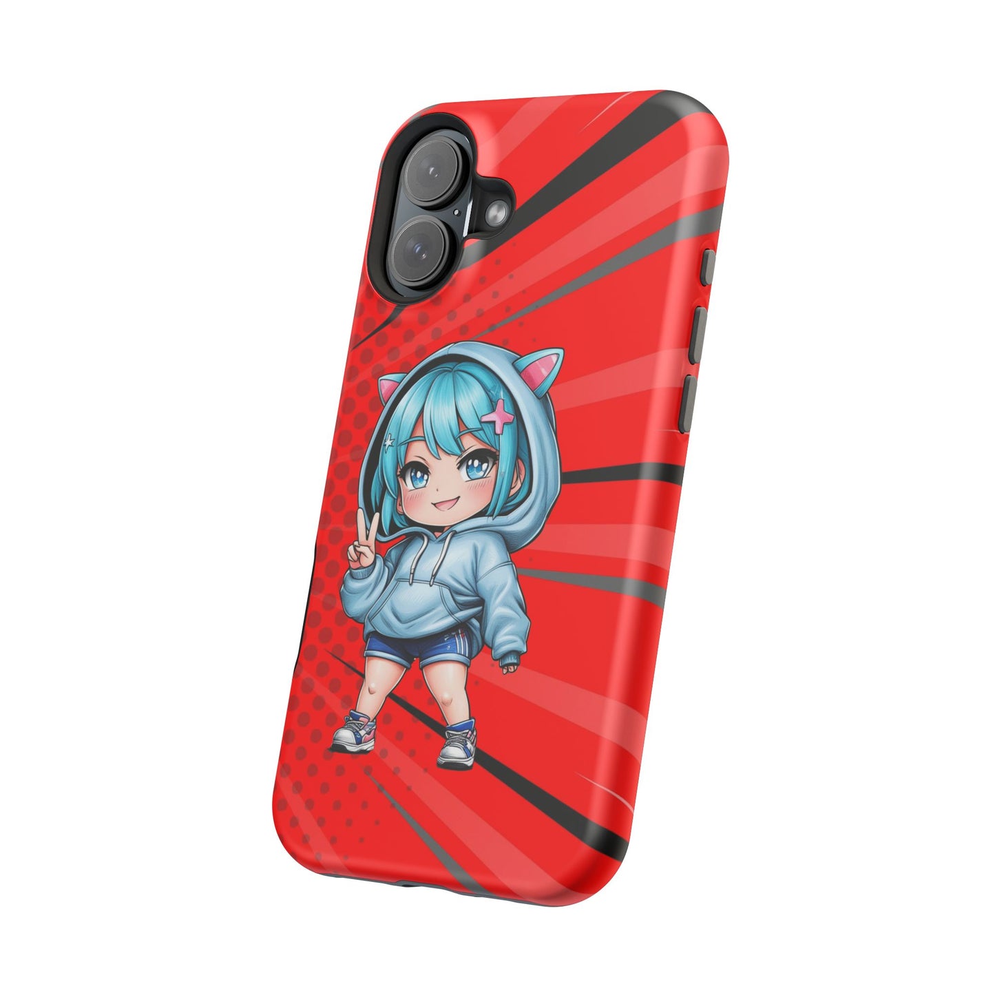 Phone Cases, Cute Chibi Girl in Cat Hoodie, Kawaii Anime Design, Protective Cover, Gift for Anime Fans, Cute Phone Accessories, Cat Lover